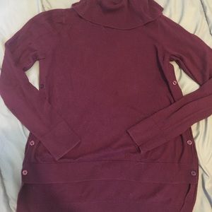 Burgundy limited hi low sweater turtleneck
